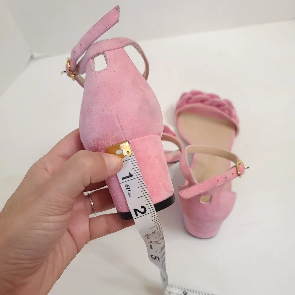 Stuart Weitzman | Amelina 50mm Block Chain Sandals in Pink Size 7 - Picture 14 of 14